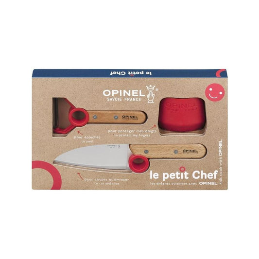 „Opinel Le petit“ virėjo rinkinys (peilis+skustukas+pirštų apsauga)