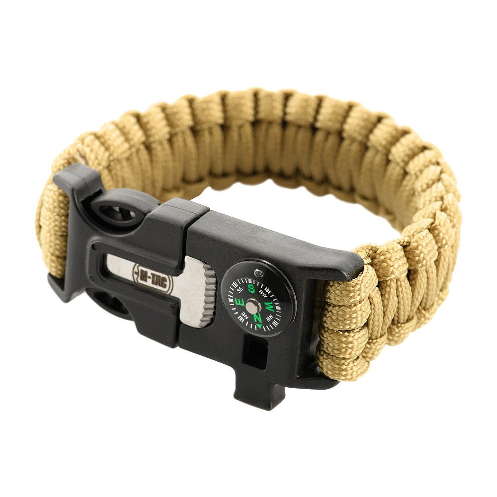 M - Tac paracord bracelet with flint lighters, compass, and whistle - DABAI.LV