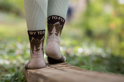 Pirin Hill Merino Wool Hiking Socks - Alpine Ibex motive