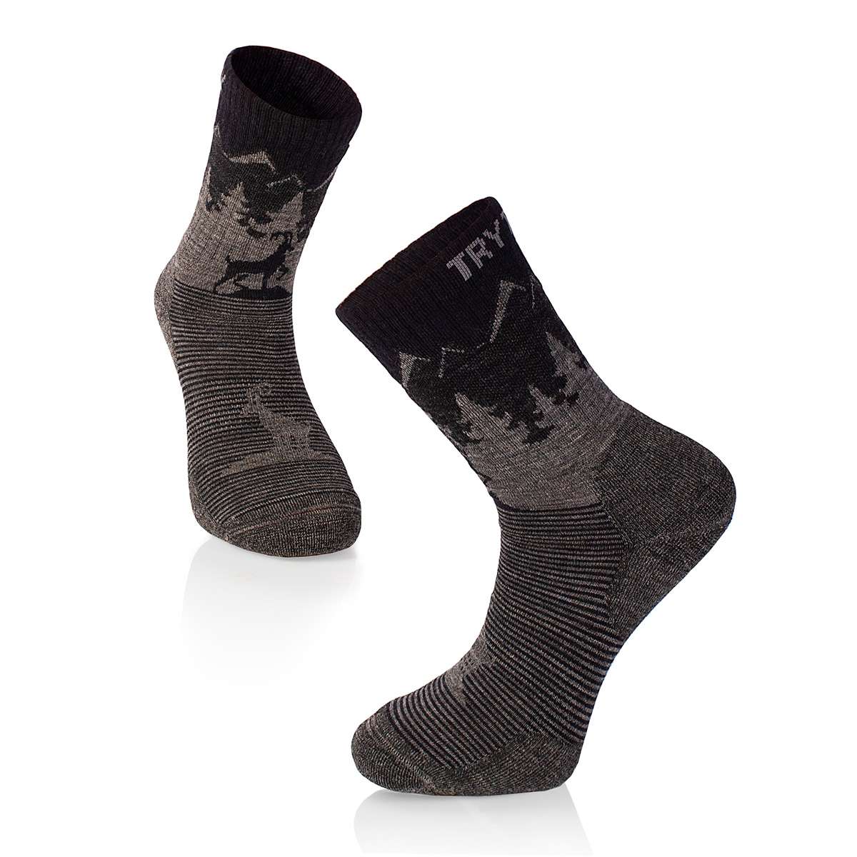 Pirin Hill Merino Wool Hiking Socks - Alpine Ibex motive